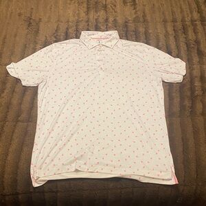 johnnie-O White and Pink Patterned Polo Shirt